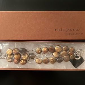 Silpada bronze coin mother of pearl bracelet NIB